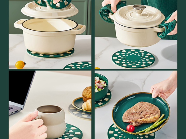 2pcs pots and pans silicone stovetop saucer tray