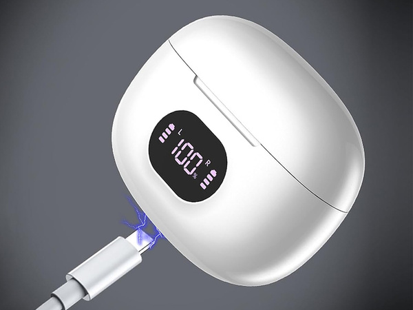 Căști in-ear fără fir bluetooth cu carcasă de încărcare cu led și microfon