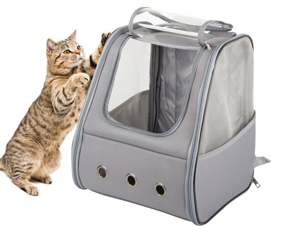 Bolsa de transporte mochila para gato perro conejo ventana trasera ventilada