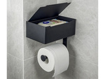 Suport hârtie igienică cu raft suport șervețel negru loft wc