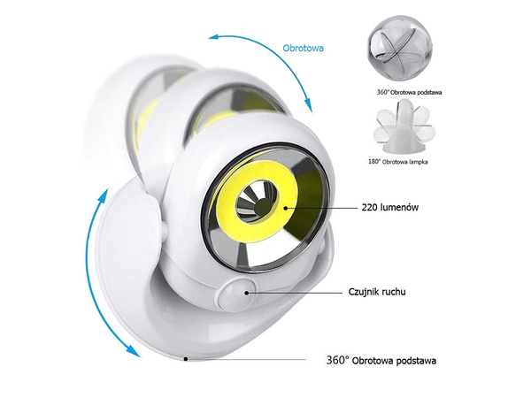 Led cob 360 patareilamp koos liikumisanduriga