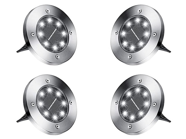 Solar disk garden lights twilight sensor 4pcs