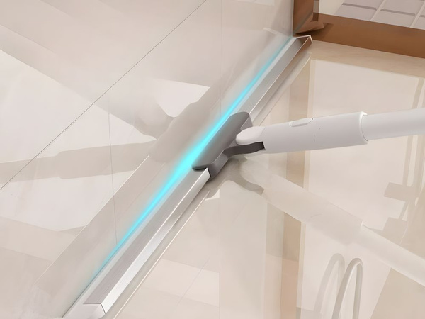 Water scraper for floors, windows and mirrors with a long telescopic handle
