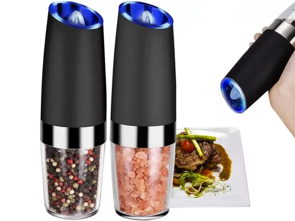 Elektrinis gravitacinis pipirų ir druskos malūnas su apšvietimu ir reguliavimu