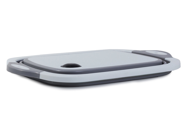 Fregadero de silicona de cubeta abatible con tabla de desagüe