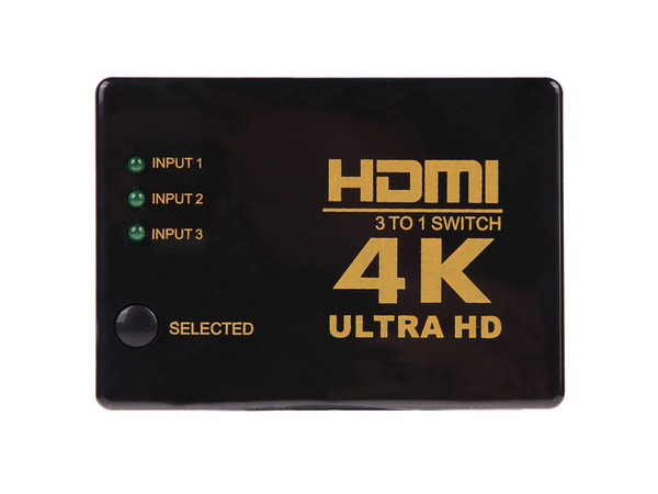 Přepínač rozbočovač 3x na 1 hdmi 4k uhd dálkové ovládání ir