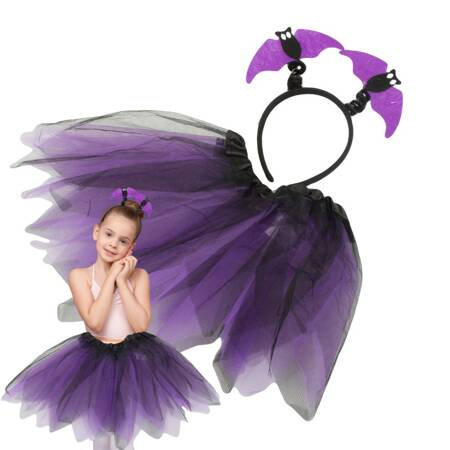 Halloween dress-up costume skirt bat headband black and purple