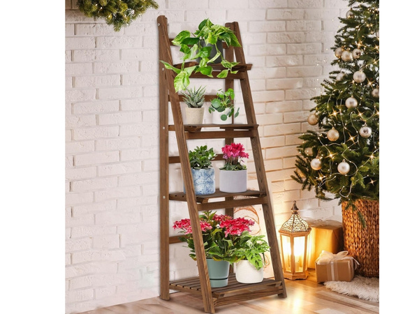 Jardinera alta jardinera de madera estanteria de 4 niveles