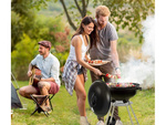 Holzkohle garten brikett grill räder runder deckel abschliessbar tragbar