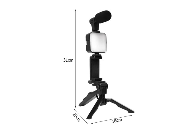 Kit vlogging trépied microphone support téléphone enregistrement vidéo