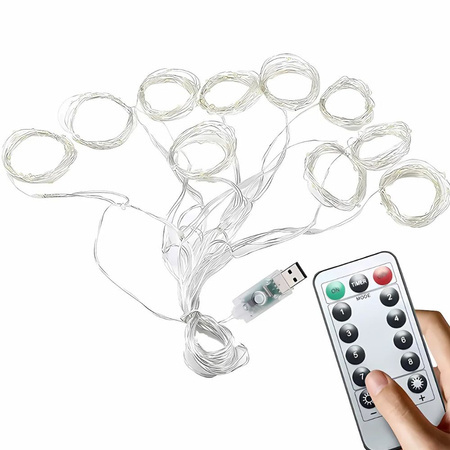 Fények ünnepi fényfüzér fényfüggöny 300 led beltéri meleg usb