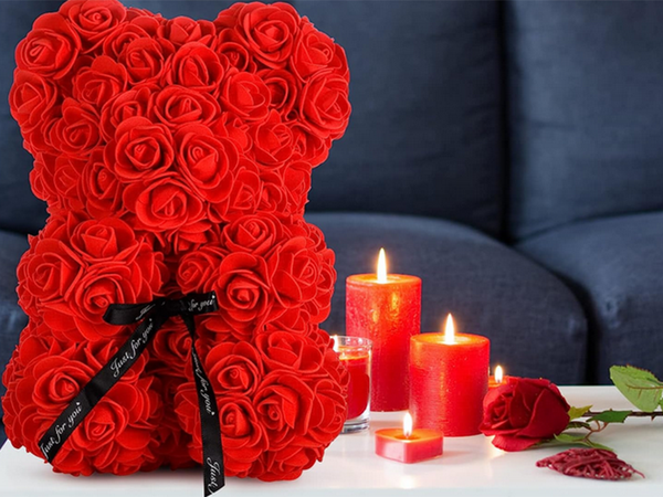 Rose petal teddybär geschenk grosse box rose xl