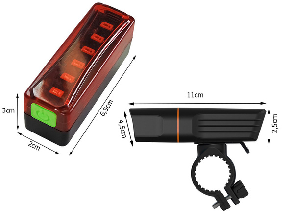 Přední zadní světlo vedlo kolo kit usb