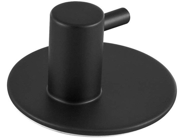 Single hook round towel rail self adhesive black steel