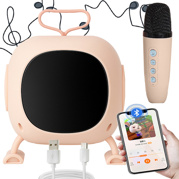 Bluetooth karaoke zvočnik z mikrofonom led barvni kvadrati rgb glasba
