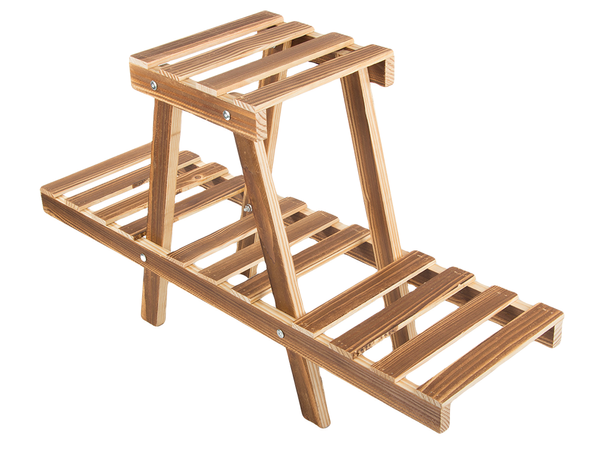 Flowerbed stand wooden flower pot two-storey shelf