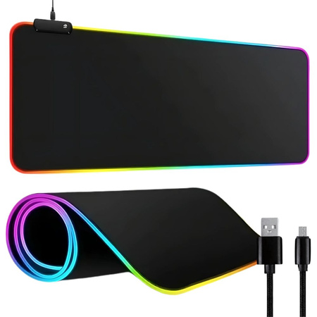Mängupadi valgustatud rgb xxl 90x40 hiire all klaviatuur usb