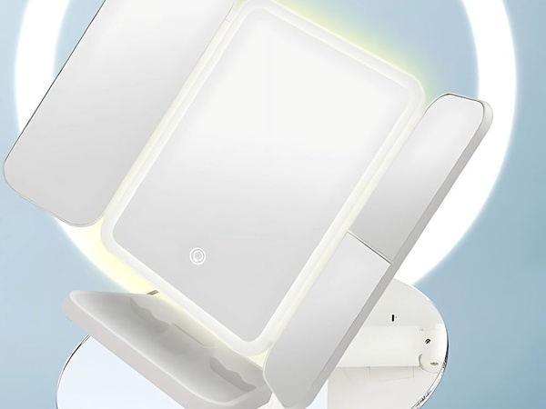 Oglindă de machiaj led iluminată oglindă de machiaj pliabilă usb 3 culori