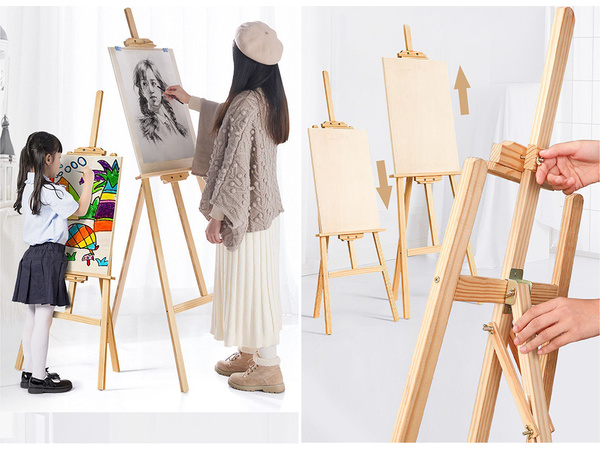 Grand chevalet de peinture en bois pour enfants et adultes