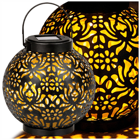 DECORATIVE SOLAR LANTERN LED SOLAR LANTERN BLACK HANGING LAMP