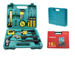 Tool set screwdrivers hammer 16 el in case