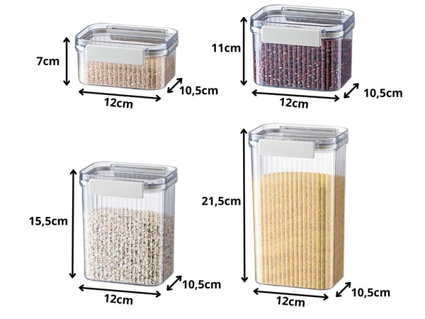 Kitchen food containers for pasta, container with seal, set of 7 pieces