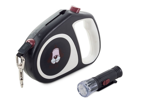 Smycz dla psa automatyczna blokada latarka 5m 15kg