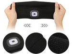 AUTUMN WINTER HAT WITH LED TORCH BLACK USB 3 LIGHT MODES