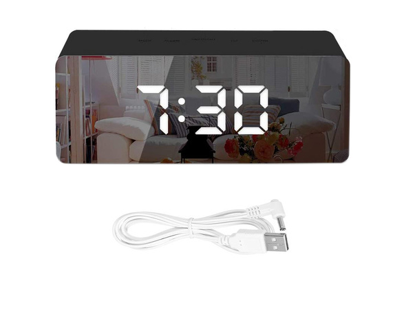 Led budík led časovač led zrcadlo budík datum 4v1