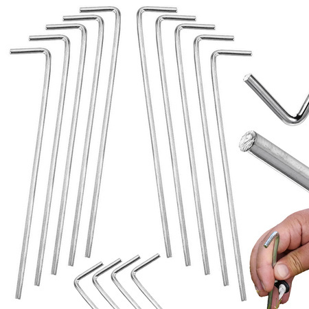 Tent pillars anchor pigs steel 22cm 10gab hook &amp loop pins