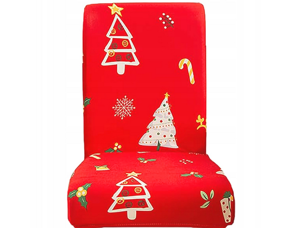 Vánoční potah na židli dekorativní univerzální Santa Claus na gumičku