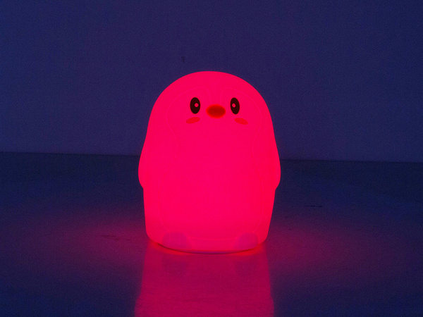 Dětské led noční světlo rgb tučňák dotek