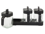 Glass spice containers with food spoon set of 3 pieces