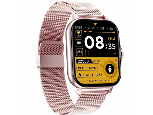 Pametna ura za ženske in moške z gumijastim pasom, športna, Bluetooth, klice, roza