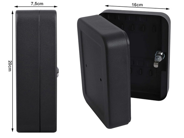 Key safe metal case lockable for 20 keys hangers with hooks