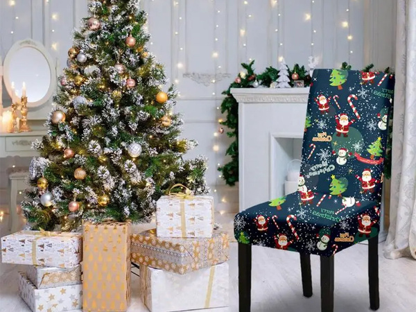 Funda de silla de navidad decorativa universal banda elástica michael