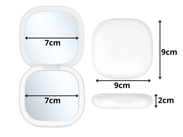 Oglindă de machiaj cu iluminare led pliabilă x5 pentru geantă de călătorie