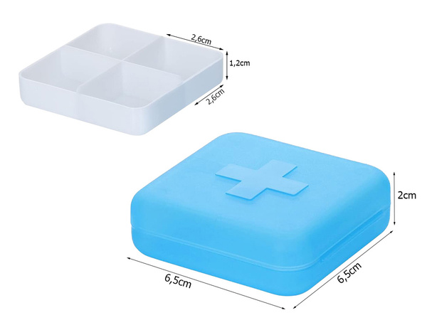 Kontajner lekárnička doplnky tablety cestovné 4 priehradky