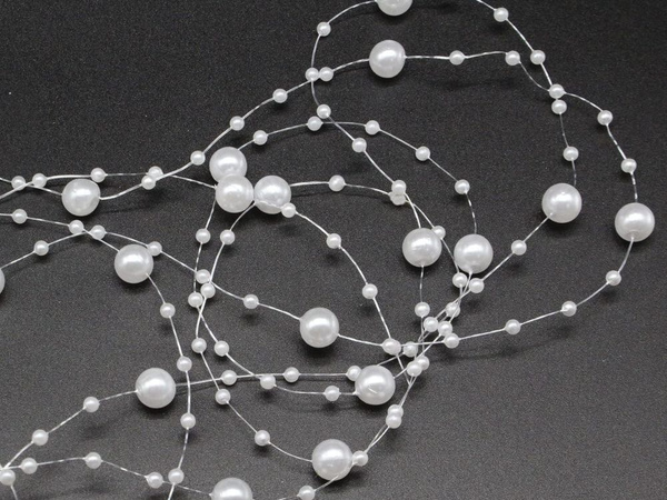 Perla alb candelabru perle crăciun copac lanț margele 8mm bobină 5m