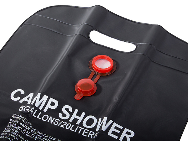Solar heated camping shower 20l