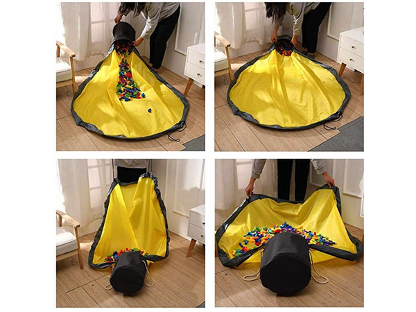 Kosz na zabawki klocki z matą organizer worek pojemnik z pokrywką uchwyty