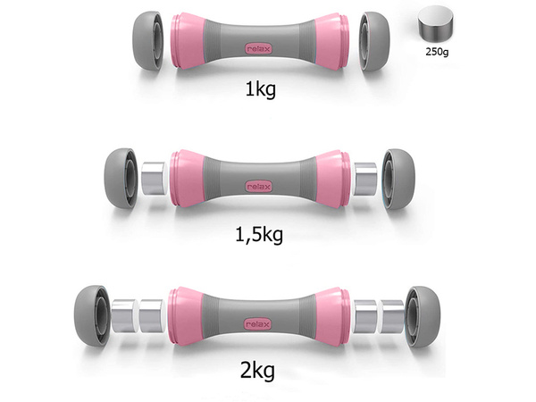 Fitness dumbbells adjustable 2 x 2 kg set of 2 pieces adjustable weight