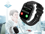 Smartwatch sieviešu vīriešu gumijas siksna sporta bluetooth sarunas melna
