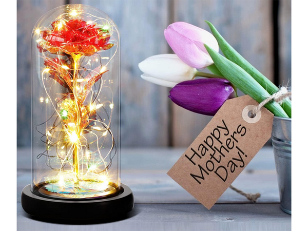 Everlasting rose in glass gift led rgb luminous red glass for the occasion