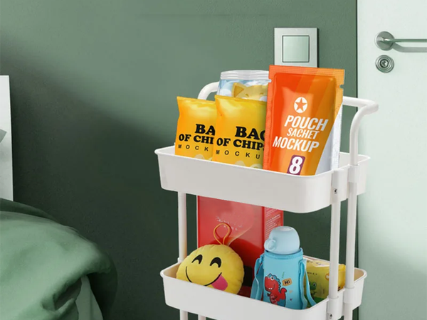 Badezimmerregal, Küchenschrank, mobiles Regal auf Rollen, 3 Ebenen, weiß