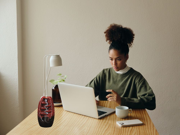 Encens parfumé cheminée céramique cascade aromathérapie + 10 mèches