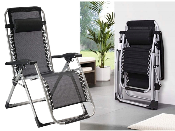 Garden lounger beach folding cushion gravity gravity reinforced