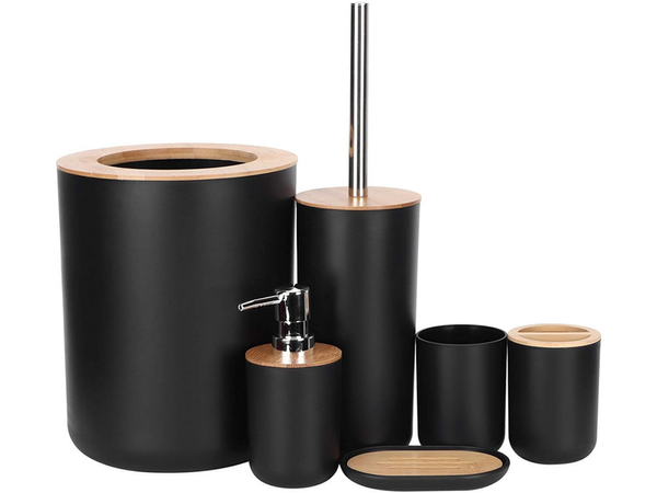 Set baie 6-in-1 baie toilet toilet handle bin black set