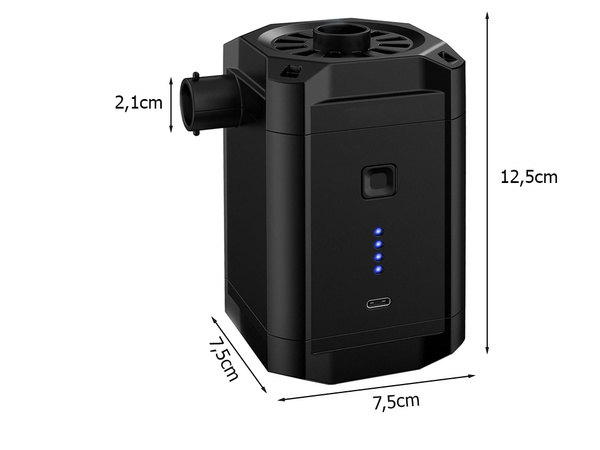 ELEKTRICKÁ AKUMULÁTOROVÁ PUMPA PRO NAFUKOVACÍ MATRACI 3 KONCOVKY BIWAK LED