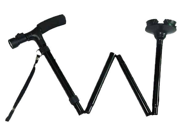 Canne pliante avec torche 6 led support